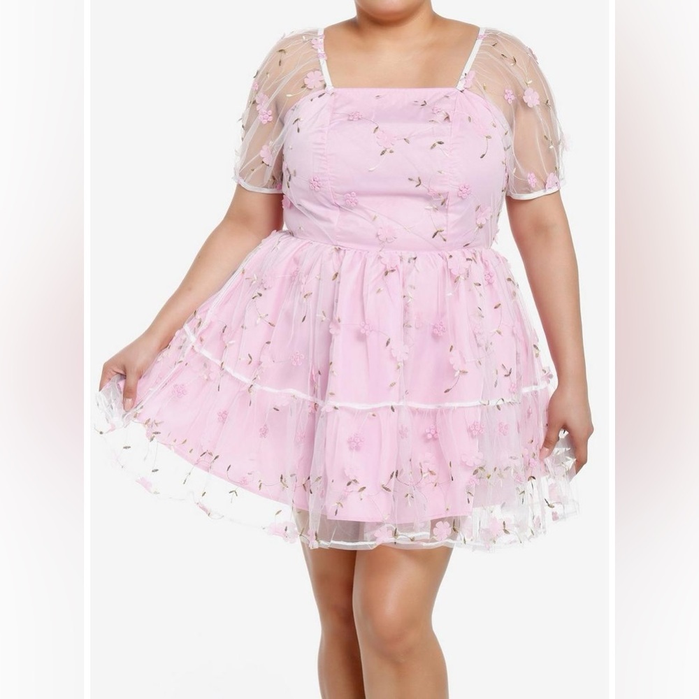Sweet society mesh 3D flower lace dress plus size nwot